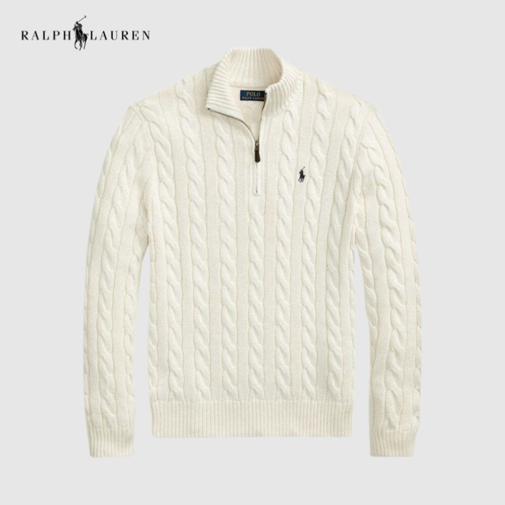 RALPH LAUREN – Grobstrick-Pullover mit Reissverschluss