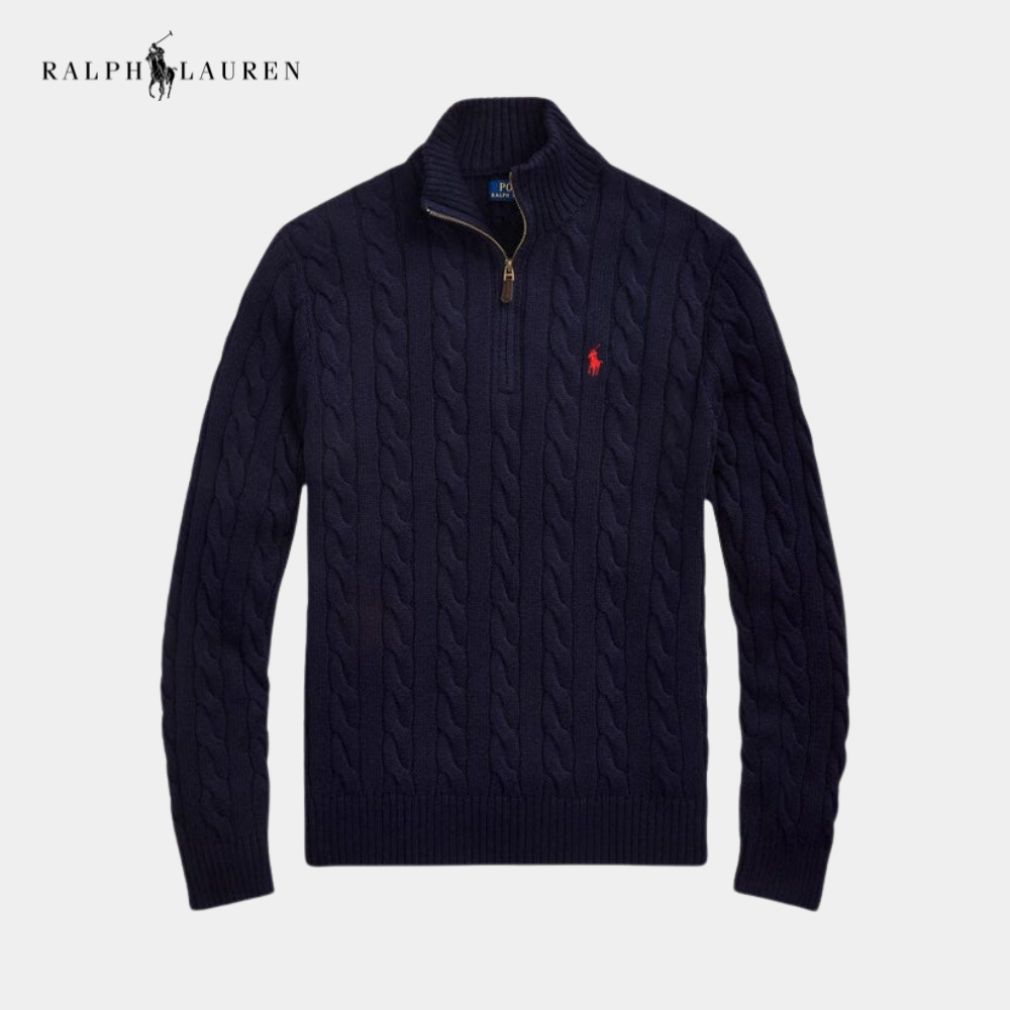 RALPH LAUREN – Grobstrick-Pullover mit Reissverschluss