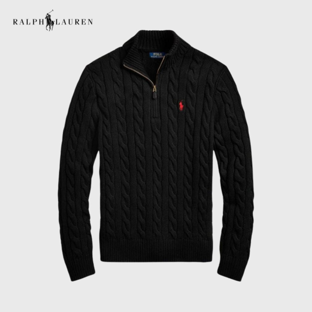 RALPH LAUREN – Grobstrick-Pullover mit Reissverschluss
