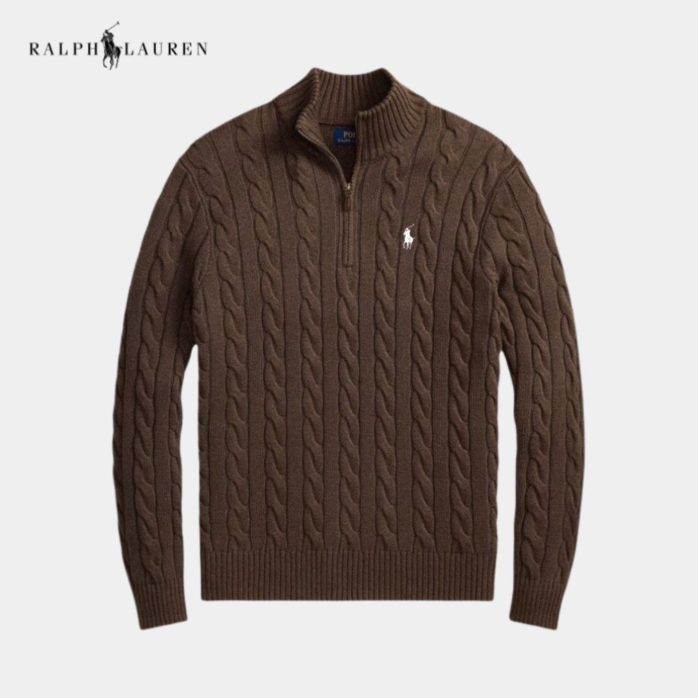 RALPH LAUREN – Grobstrick-Pullover mit Reissverschluss